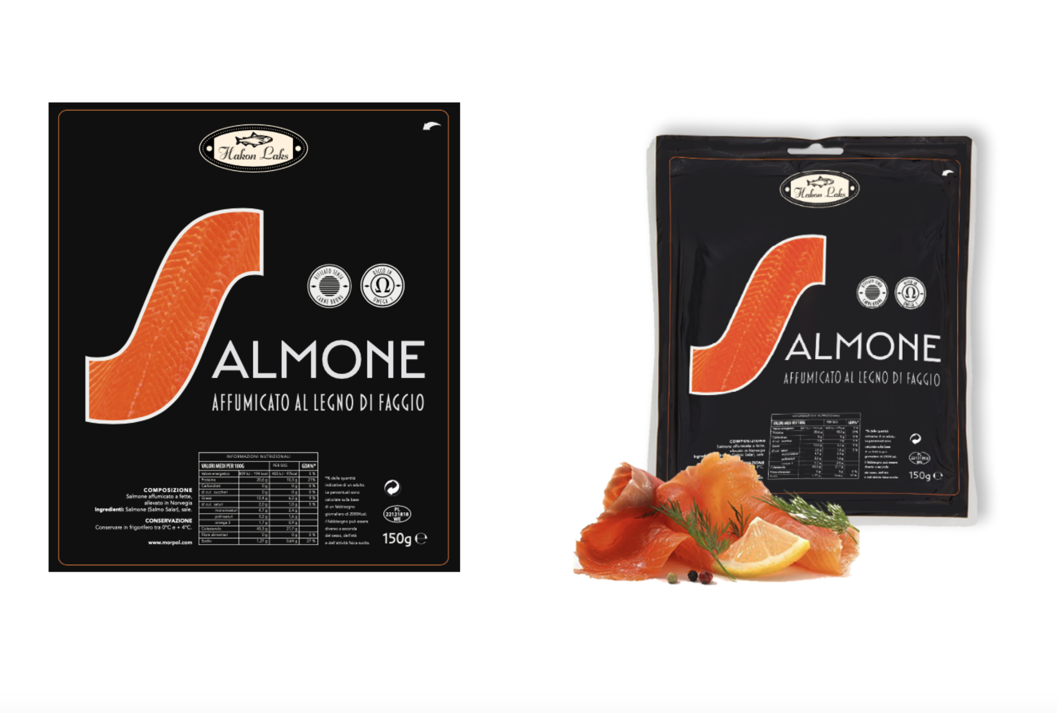 Salmone norvegese packaging